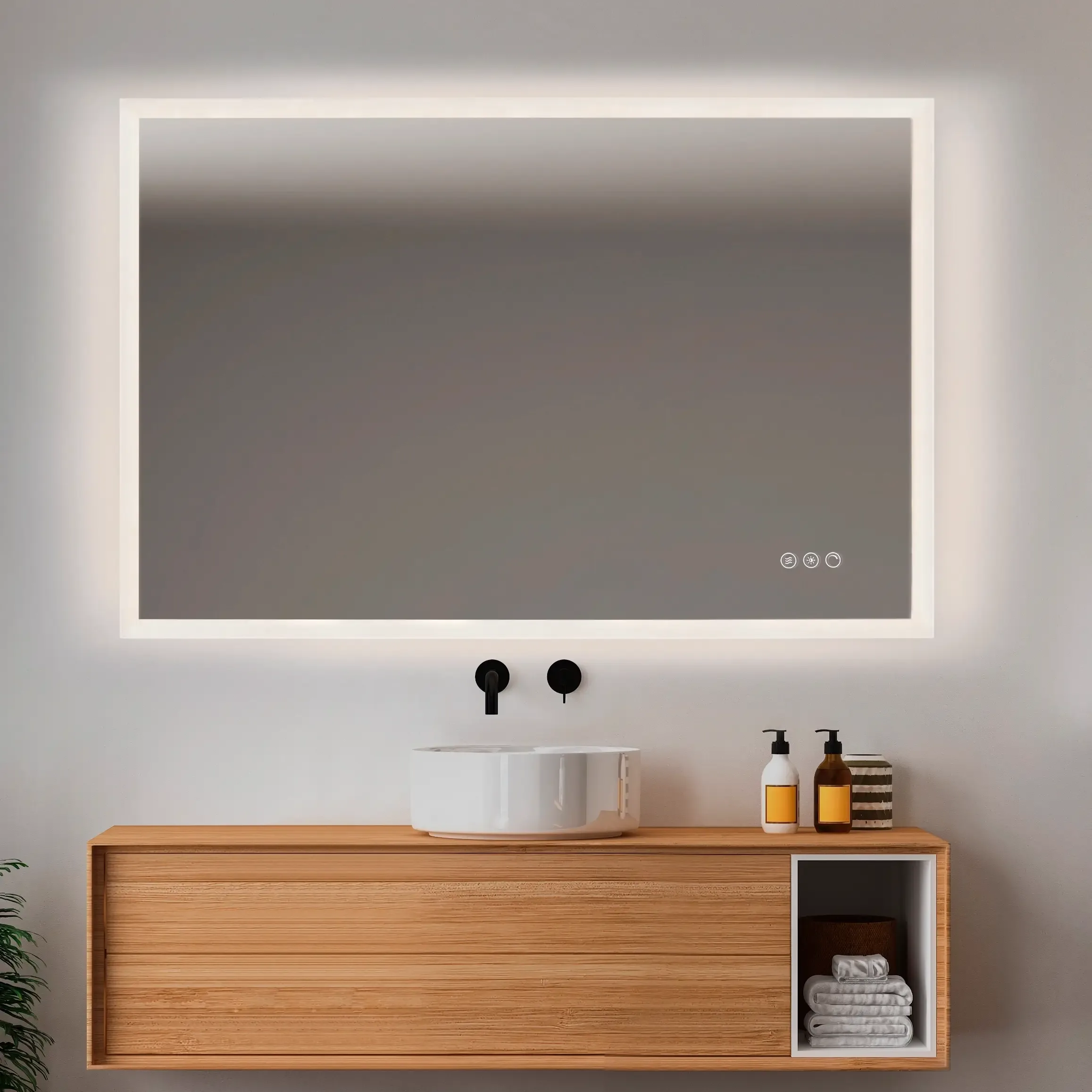Freja spejl med antidug og farvetemperatur fra 3000-6000K 120x80