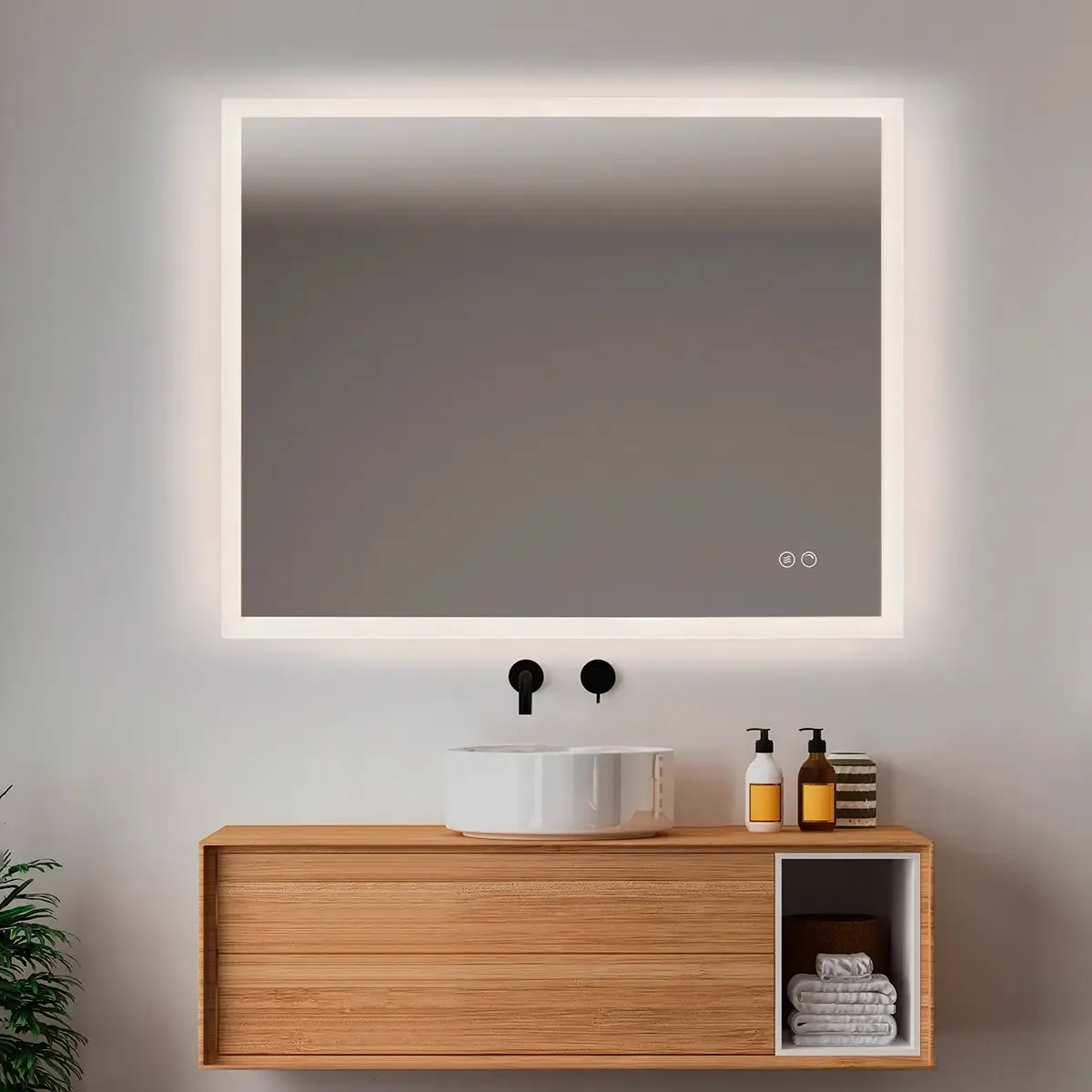 Freja spejl med antidug og LED lys 100x80