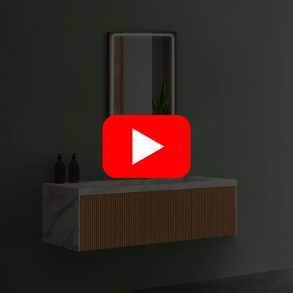 Video af spejl i 50×80 cm med LED-lys og justerbar farvetemperatur