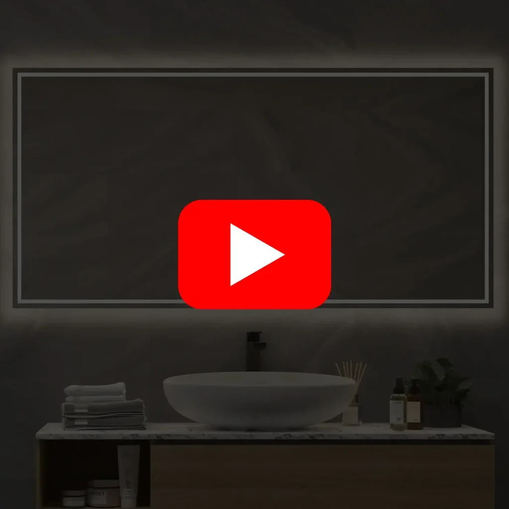 Video af spejl i 140×70 cm med spejlvarme og berøringssensor